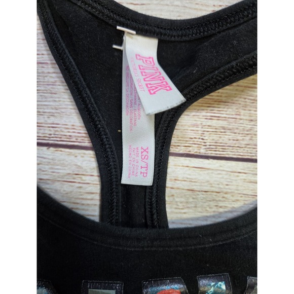 Women's PINK Victoria's Secret Crop/Haut Court Sports Bra Size XS/TP Black - Picture 2 of 9